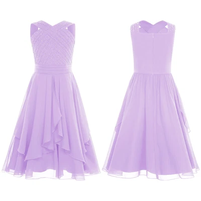 Kids Girls Dress Church Dresses Prom Gown Princess Sleeveless Banquet Lining - Image 1 of 3