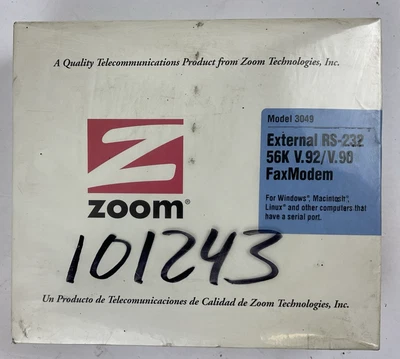 ZOOM MODEL 3049 EXTERNAL RS-232 56K V.92/V.90 FAXMODEM - Image 1 of 3