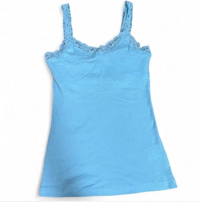 Sujetador sin mangas No Boundaries Juniors Y2K con ribete de encaje cami azul medio Foto 1 de 4