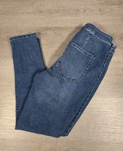 Free People Jeans donna 30 blu denim vita alta chiusura cravatta elasticizzato 30" cucitura interna - Foto 1 di 9