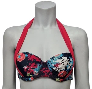 CORAL BAY BEACHWEAR Womens Halter Neck Multi-Coloured Swim Bikini Top UK M 36B - Afbeelding 1 van 3