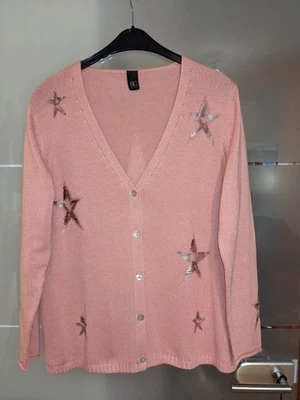 Heine BC Strickjacke Lachsfarben m. silber Sternen Gr. 44 Neu - Bild 1 von 4