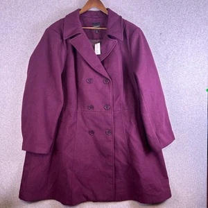 Lane Bryant Pea Mantel Damen 28 burgunderrot zweireihig Tasche klassisch Winter neu mit Etikett - Bild 1 von 14