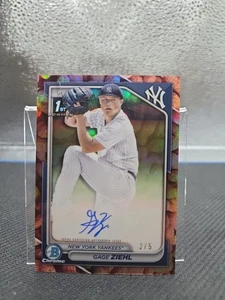 2024 Bowman Chrome 1st Gage Ziehl Snack Pack Peanuts SP AUTO 2/5 Yankees - Picture 1 of 2