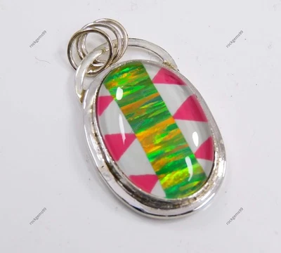 925 Sterling Silver Pendant 31.30 Ct Australian Opal Beautiful Pendant Gemstone Foto 1 de 4