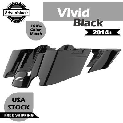 Яркие черные сужающиеся растянутые удлиненные седельные сумки CVO подходят для Harley 2014+ - Изображение 1 из 4