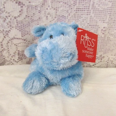 Russ Berrie Luvvies Lauren Mini Hippo Plush Blue New 39575 - Image 1 of 4
