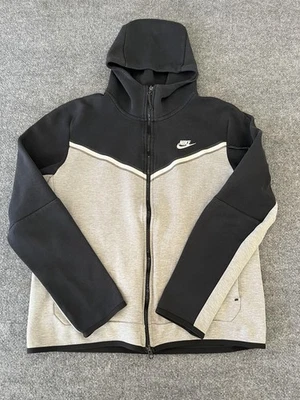 Nike Tech Fleece Windrunner Hoodie Mens Large Gray Black Full Zip Jacket Swoosh - Image 1 of 4