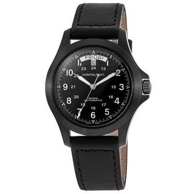 New Hamilton Khaki Field King Auto Black Dial Leather Men's Watch H64465733 - Image 1 of 4