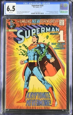 SUPERMAN #233 (1971) CGC 6.5 RARE WHITE PAGES CLASSIC NEAL ADAMS BREAKING CHAINS - Image 1 of 2