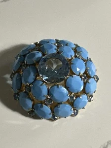 Blue Domed Brooch Vintage 50s-60s Era - Picture 1 of 4