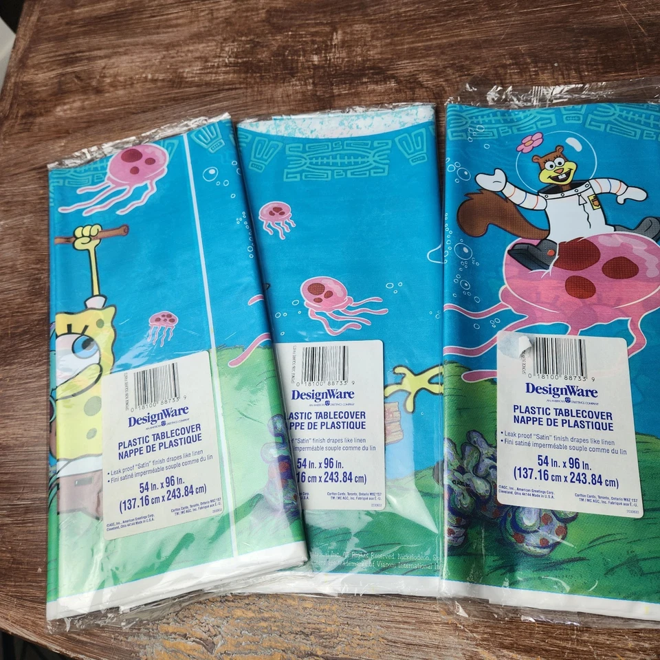 Sponge-Bob Party Supplies Tableware Plastic Table Cloth Birthday Party Squidward - Image 1 of 4