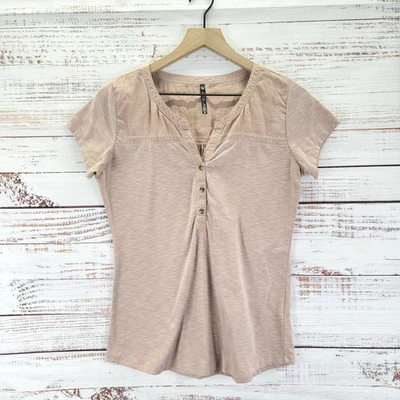 Camisa Kuhl Mujer Talla Pequeña Virtue Henley Rosa Pálido Manga Corta Aire Libre Senderismo Foto 1 de 4