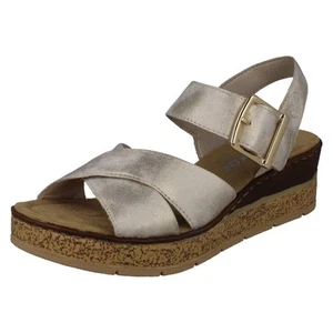 Ladies Rieker Cross Over Synthetic Leather Wedge Sandals: 63795 - Picture 1 of 10