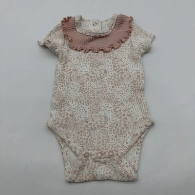 RZ By Rachel Zoe One Piece Toddler Girls 0-3M Pink & White Butterfly Snap.37871 - Image 1 of 4