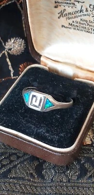 Anello vintage anni 70 in argento sterling 925 opale blu misura UK R 1/2, US ... - Immagine 1 di 4