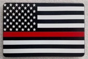 RED LINE AMERICAN FLAG, Billet Aluminum Trailer Hitch plug Cover,UV, 3"X5" - Picture 1 of 2