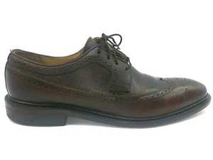 Johnston Murphy Brown Distressed Pebbled Leather Longwing Wingtip Oxford Men 10M - Bild 1 von 11