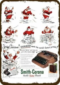 1950 SMITH CORONA TYPEWRITER Vintage Look DECORATIVE METAL SIGN  SANTA at CHRIST - Picture 1 of 1