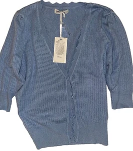 GRACE KARIN LIGHT BLUE V Neck Button Down CARDIGAN Woman’s M Long Sleeve NWT - Picture 1 of 11
