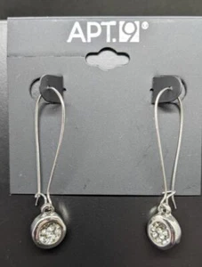 Earrings Apt 9 Silver Tone White Stone Hook Fastener - Picture 1 of 1