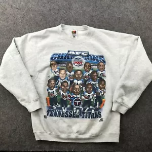Vintage Tennessee Titans Sweatshirt Men Medium Gray Caricature Spell Out AFC - Picture 1 of 14
