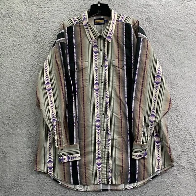 Camisa masculina fina Panhandle vintage tamanho XXL botão para cima Westerb asteca encaixe frontal* - Imagem 1 de 4