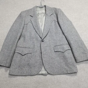 Vintage Pioneer Wear Sport Coat 42L Gray Wool Tweed Western USA Made - Picture 1 of 14