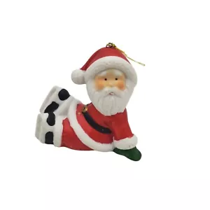 Vintage 1986 Santa Clause Ceramic Hanging Christmas Ornament 3" Holiday Decor - Picture 1 of 5