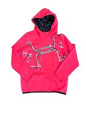 Under Armour Girls Pink Loose Hoodie Sweater Pullover Youth XL Fleece