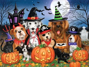 READY FOR HALLOWEEN von MAKIKO SunsOut 300 GROßE Teile HUNDEKOSTÜME Puzzle NEU - Bild 1 von 1