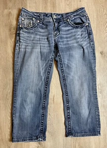 Miss Me Jeans Women's Size 30x21 Blue Cuffed Capri Signature Denim Cotton - Picture 1 of 10