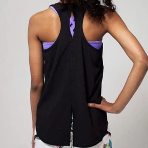 Ivivva Lululemon Black Sun Setter Singlet Keyhole Racerback Tank Top Girls 12 - Picture 1 of 12
