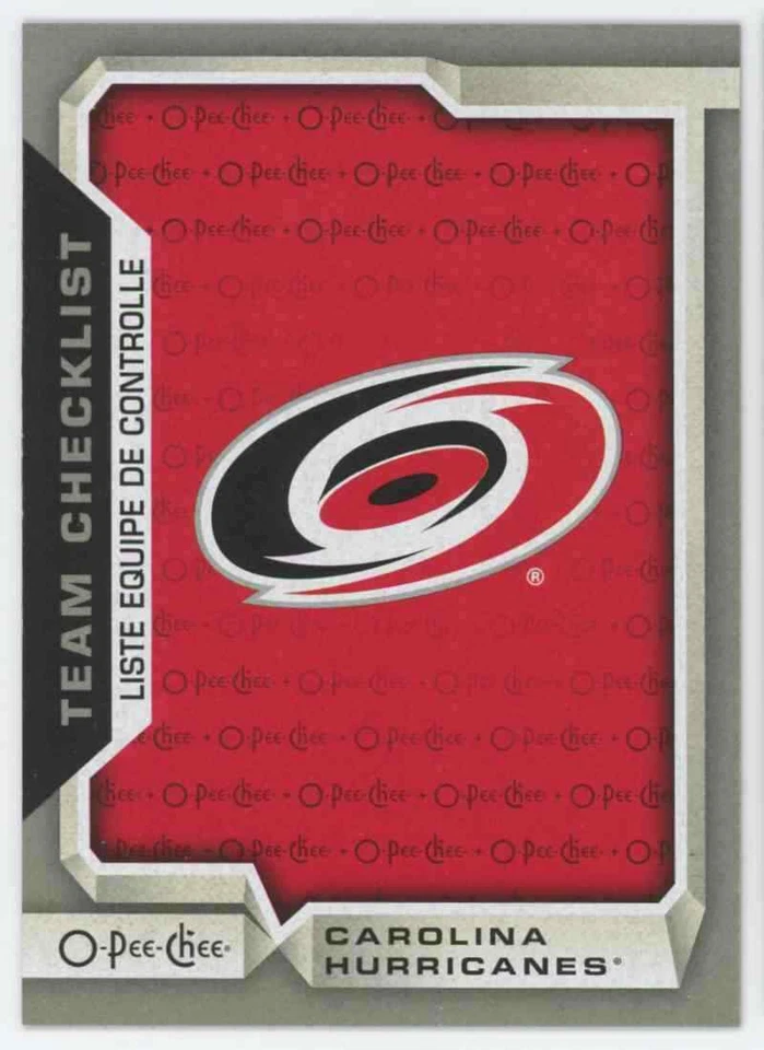 2018 18-19 OPC O-PEE-CHEE SILVER BORDER TEAM CHECKLIST CAROLINA HURRICANES #574 - Image 1 of 1