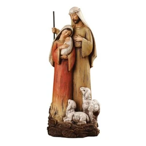Deluxe Holy Family Nativity Scene With Lambs Figurine Christmas Home Decor 12 In - Picture 1 of 3
