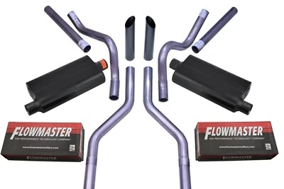 Chevy GMC C10 63-72 2.5" Dual Exhaust Kits Flowmaster 50 Series Black Corner E - Image 1 of 3
