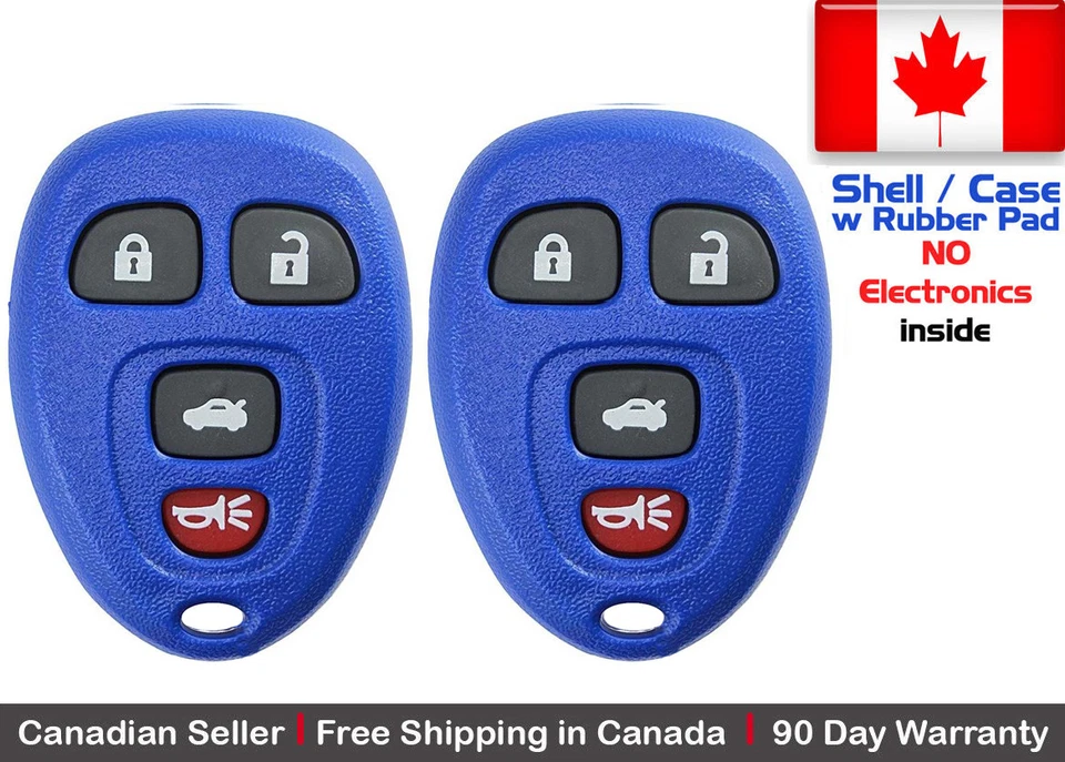 2x Blue Replacement Keyless Remote Key Fob For Chevy Buick Pontiac - Shell Case - Image 1 of 1