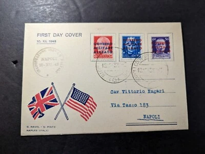 1943 Italy Postcard FDC First Day Cover Naples Local Use - Image 1 of 2