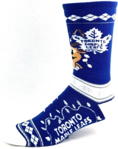 Toronto Maple Leafs Hockey Christmas Holiday Sweater Stripe Reindeer Crew Socks - Picture 1 of 3