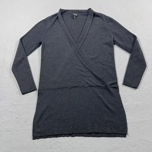 Eileen Fisher Faux Wickel Pullover Damen M grau 100% Merinowolle Tunika - Bild 1 von 10