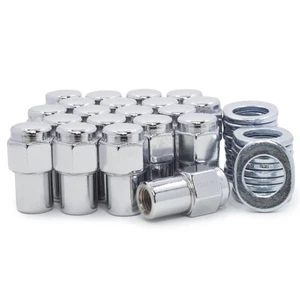 20 Lug Nuts 12x1.5 Chrome Flat Top Mag .75 Shank Keystone Center Washers - Picture 1 of 2