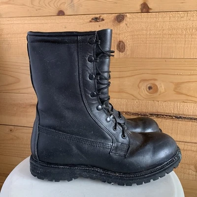 Botas de cuero militares de trabajo con lema de combate negras con suela Vibram de colección para hombre 10,5 R Foto 1 de 4