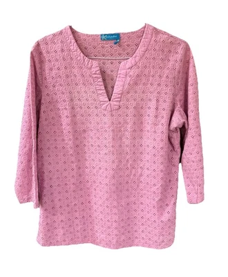 FRESH PRODUCE 女式紫色薰衣草棉孔眼束腰外衣 3/4 袖 XL — 第 1/4 张图片