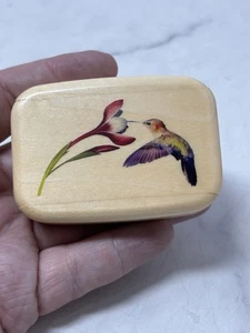 Heartwood Creations Wooden Trinket Stash Box With Hummingbird Design - Picture 1 of 9