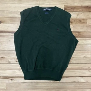 POLO GOLF RALPH LAUREN Pullover Vest 100% Cotton Dark Green size LARGE - Picture 1 of 5