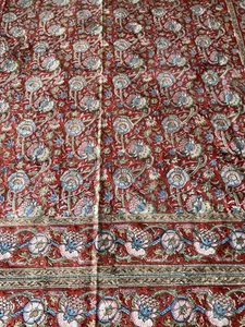Vintage Leinen Decke Tischdecke 58”x57” Rechteck Blumen Shabby Boho Lesen* - Bild 1 von 7