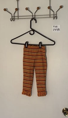 Auténticos Leggings Niños Naranja Amarillo Púrpura Rayas Talla 24 Meses Foto 1 de 4