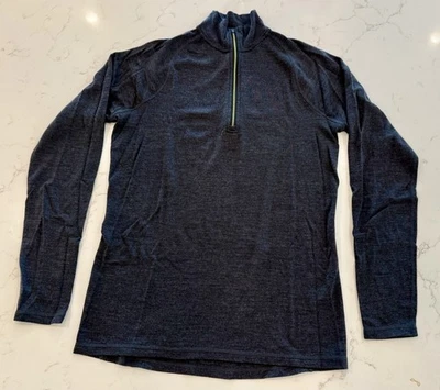 Smartwool 1/4 Zíper Camada Base de Lã Merino Masculina Grande Cinza Carvão - Imagem 1 de 4