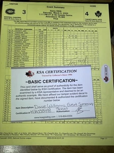 Juego de resumen de eventos Dave Williams certificado por KSA 0906 4 de marzo de 2000 MUY RARO 1/1 - Imagen 1 de 5
