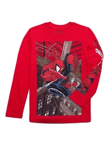 Spider-Man Boys Oversized Spidey Graphic Crewneck Tee with Long Sleeves, XS - Picture 1 of 1